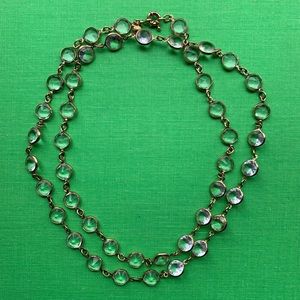 J. Crew Long Clear Crystal and Brass Necklace